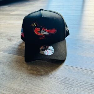 New Era Orioles Baltimore Black Cap with Orange Bird Patch SnapBack